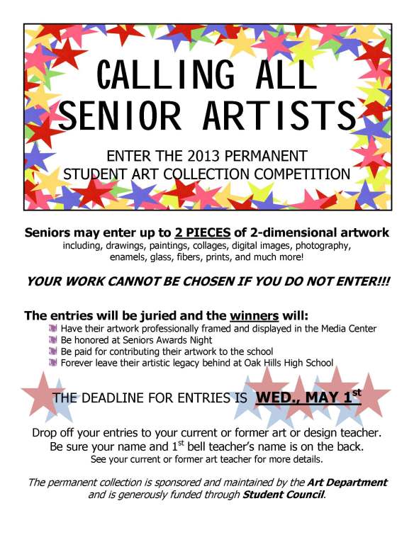 CALLING ALL SENIOR ARTISTS